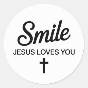 Pegatina Redonda Sonríe Jesús te ama