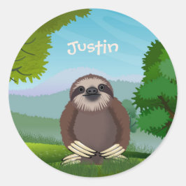 Pegatina Redonda Sonriente eslogan lindo monogramado