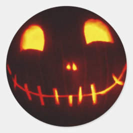 Pegatina Redonda Sonriente Halloween Jack-o-Lantern