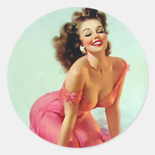 Pegatina Redonda Sonriente Pin Up