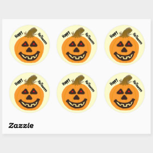Pegatina Redonda Sonrientes Pegatinas de Halloween con Jack-O-Lante