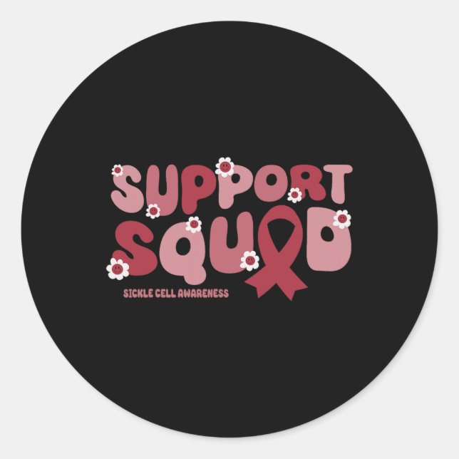 Pegatina Redonda Sonrisa de apoyo de Groovy Squad Smile F (Anverso)