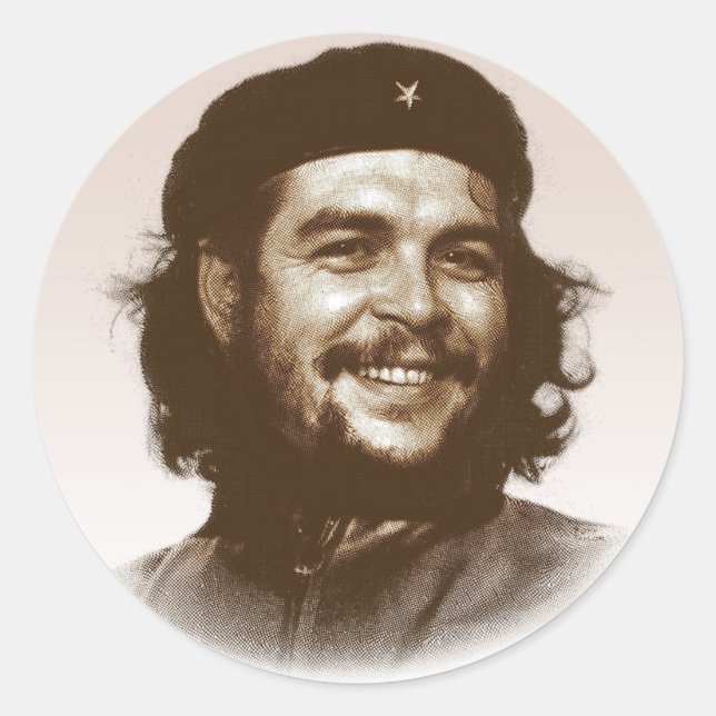 Pegatina Redonda Sonrisa de Ernesto Che Guevara (Anverso)