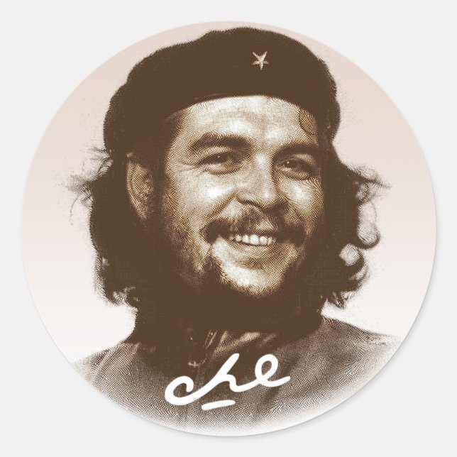 Pegatina Redonda Sonrisa de Ernesto Che Guevara (Anverso)