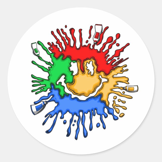 Pegatina Redonda Sonrisa de tubo de pintura (Anverso)