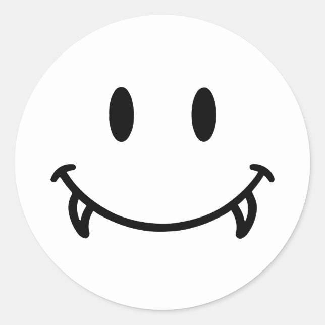 Pegatina Redonda Sonrisa de vampiro (Anverso)
