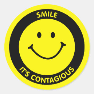 PEGATINA REDONDA SONRISA, ES CONTAGIOSO