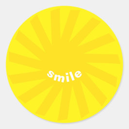 Pegatina Redonda Sonrisa sol amarillo brillante alegre diversión mo