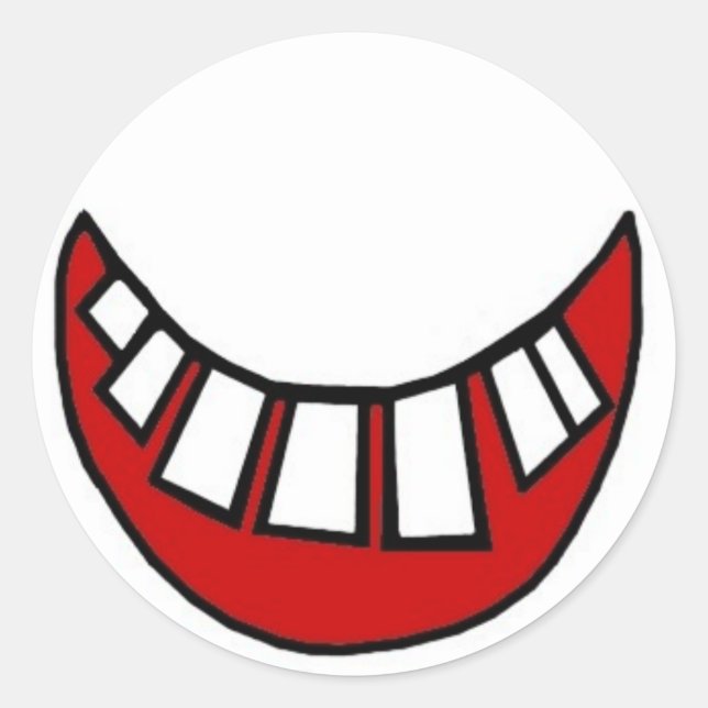 Pegatina Redonda Sonrisa tóxica en rojo con contorno (Anverso)
