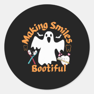 Pegatina Redonda Sonrisas Bootious Funny Ghost Dentist Halloween De