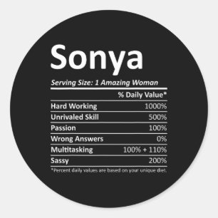 Pegatina Redonda Sonya Nutrition Personalized Name Funny Navidades