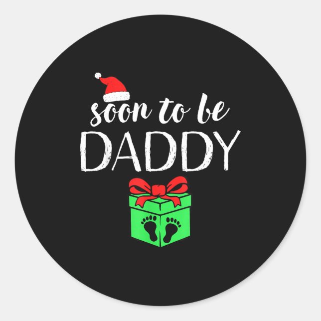 Pegatina Redonda Soon To Be Daddy Christmas Funny Pregnancy Announc (Anverso)