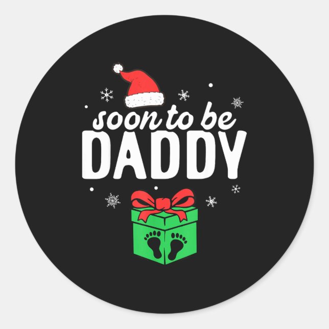 Pegatina Redonda Soon To Be Daddy Christmas Funny Pregnancy Announc (Anverso)
