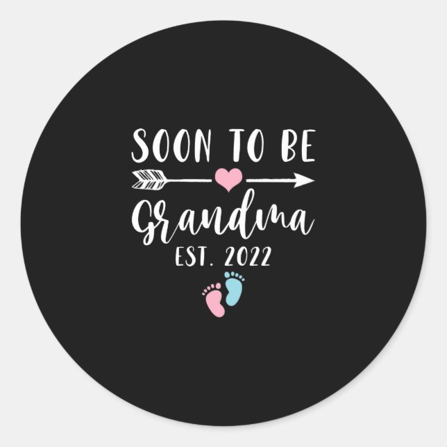 Pegatina Redonda Soon To Be Grandma 2022 For New Grandma (Anverso)