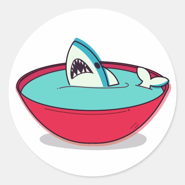 Pegatina Redonda Sopa de aleta de tiburón (Anverso)