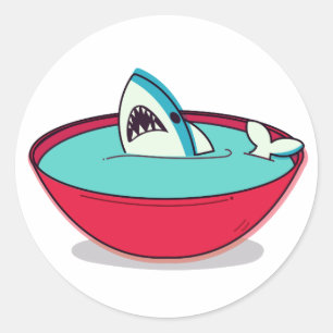 Pegatina Redonda Sopa de aleta de tiburón