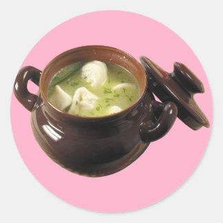 Pegatina Redonda Sopa de Pelmeni
