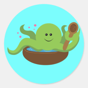 Pegatina Redonda Sopa de pulpo