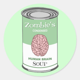 Pegatina Redonda Sopa del cerebro humano del zombi