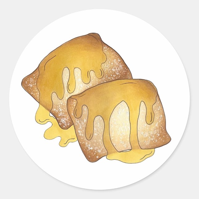 Pegatina Redonda Sopaipilla Sopapilla Cachanga Sopaipa Fried Pastry (Anverso)