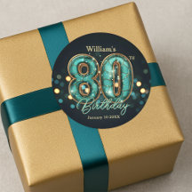 Sophisticated Chic Teal and Gold 80th Birthday