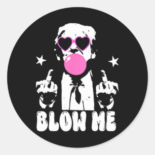 Pegatina Redonda Soplame Divertido Trump Chicle Rosa Donald Trump 2
