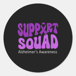 Pegatina Redonda Soporte de Alzheimerheimer de Cinta Púrpura