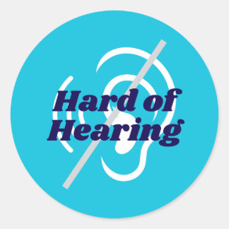 Pegatina Redonda Soporte de audición duro azul