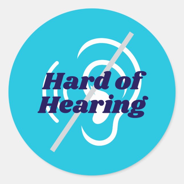 Pegatina Redonda Soporte de audición duro azul (Anverso)