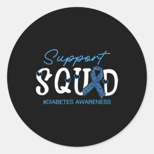 Pegatina Redonda Soporte de Cáncer de Diabetes de Cinta Azul con Co
