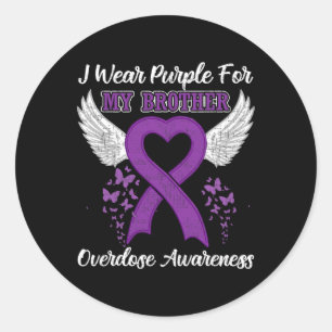 Pegatina Redonda Soporte de sobredosis Mes de Conciencia Cstume Her