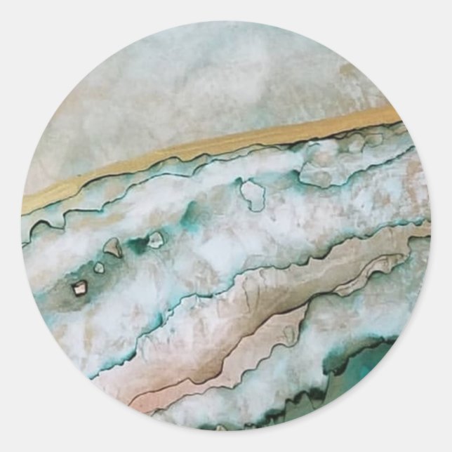 Pegatina Redonda Soporte de teléfono inspirado en el océano (Anverso)