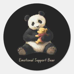 Pegatina Redonda Soporte Emocional Para El Oso Panda Con Un Oso Cut