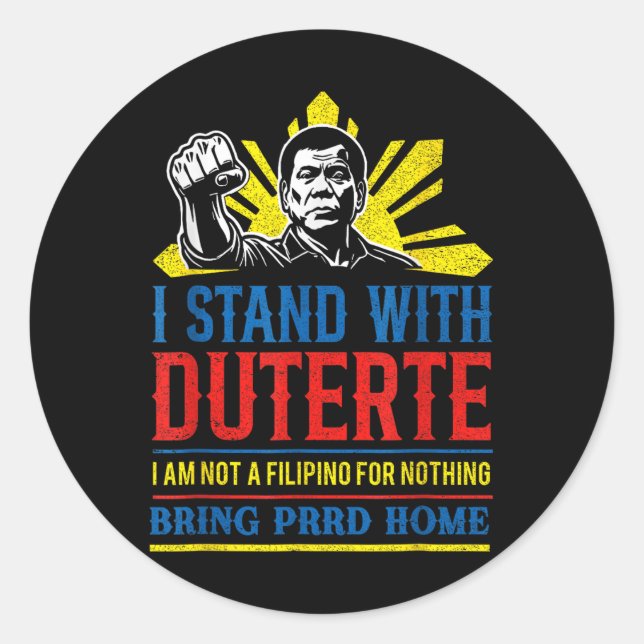 Pegatina Redonda Soporte para Duterte con Duterte Free Duterte (Anverso)