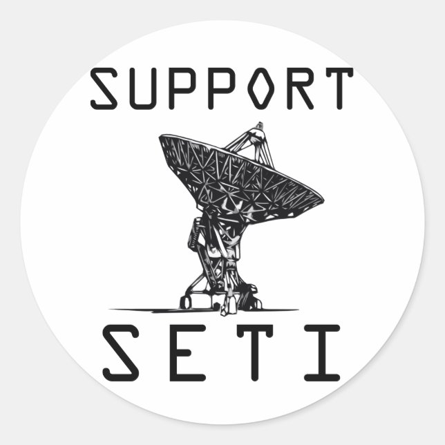 Pegatina Redonda Soporte SETI (Anverso)