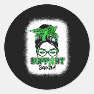 Pegatina Redonda Soporte Squad Messy Bun Green Ribbon Diseas Riñón