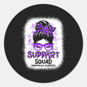 Pegatina Redonda Soporte Squad Messy Bun mariposa Cinta púrpura