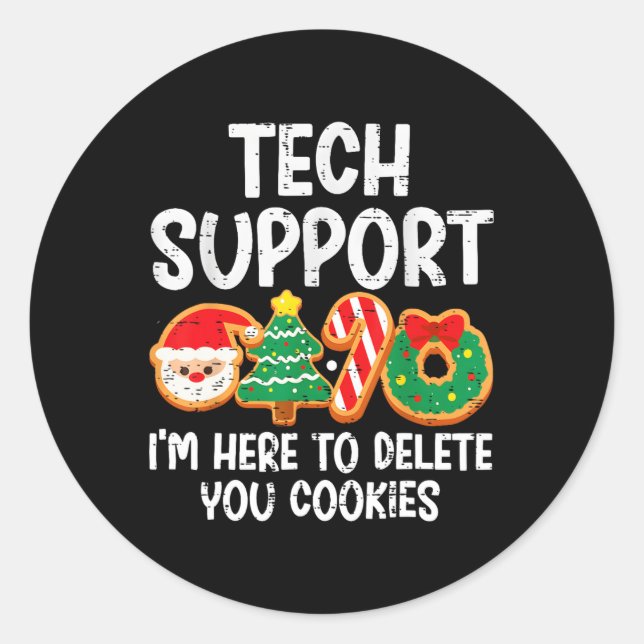 Pegatina Redonda Soporte técnico de navidades aquí para borrar navi (Anverso)