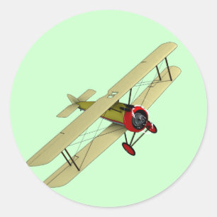 Pegatina Redonda Sopwith Camel Biplane