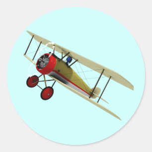 Pegatina Redonda Sopwith Camel y Pilot