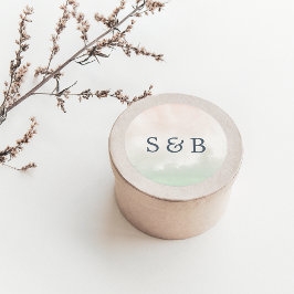 Pegatina Redonda Sorbet | Monograma del Boda Pastel de acuarela