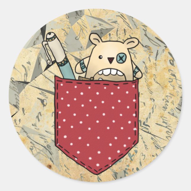 Pegatina Redonda Sorgenfressertasche (Anverso)