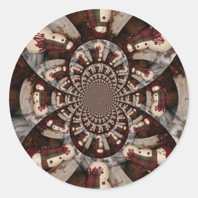 Pegatina Redonda Sorprendente hombre de nieve (Anverso)