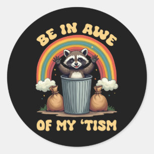Pegatina Redonda Sorprender mi autismo al arco iris de Raccoon ‘tis