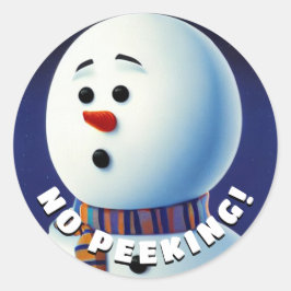 Pegatina Redonda Sorprendido hombre de nieve