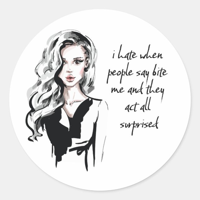 Pegatina Redonda Sorprendido, mírame (Anverso)