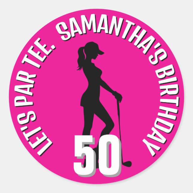 Pegatina Redonda Sorpresa de cumpleaños especial de golf (Anverso)