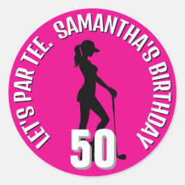 Pegatina Redonda Sorpresa de cumpleaños especial de golf