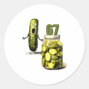 Pegatina Redonda Sorpresa de pepino en vinagre en conserva 67 Meme