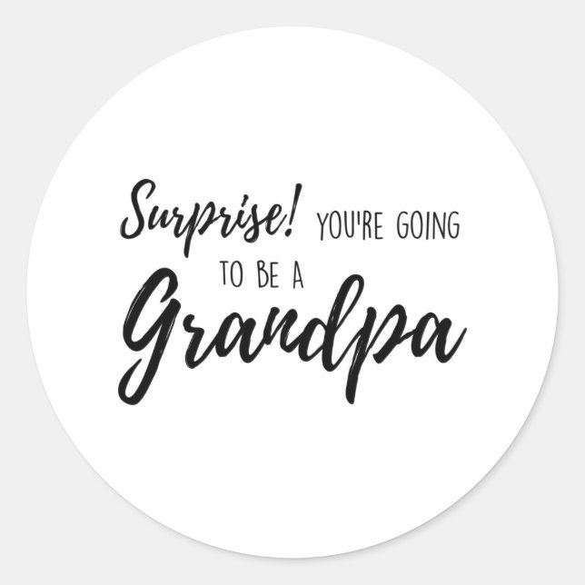 Pegatina Redonda Sorpresa. Vas a ser un abuelo. (Anverso)